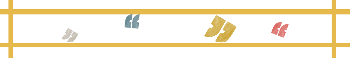 Schmaler gelb-weißer Linienrahmen mit Anführungszeichen – Symbol für Struktur, Wert und Klarheit.