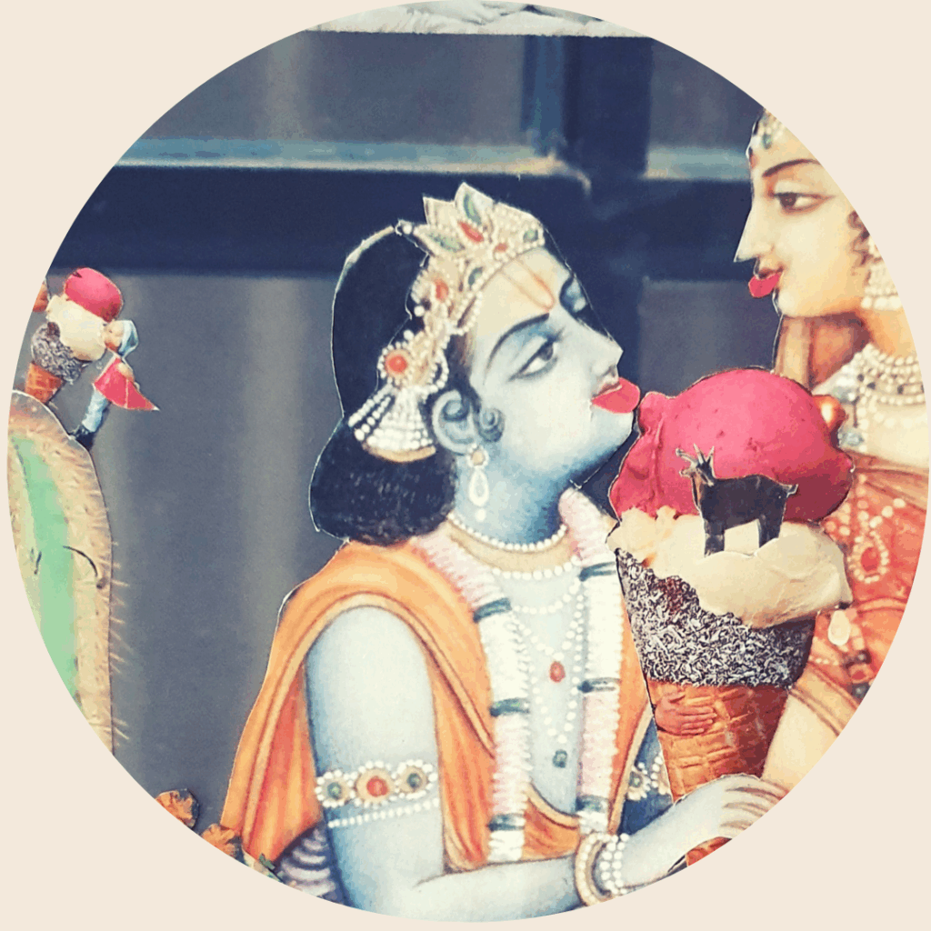 Collage von Silke Saracoglu: Zwei Figuren in intensiver Begegnung, inspiriert von mythischen Bildern – Symbol für Verbindung, Kommunikation und gegenseitiges Verstehen im Paarcoaching.